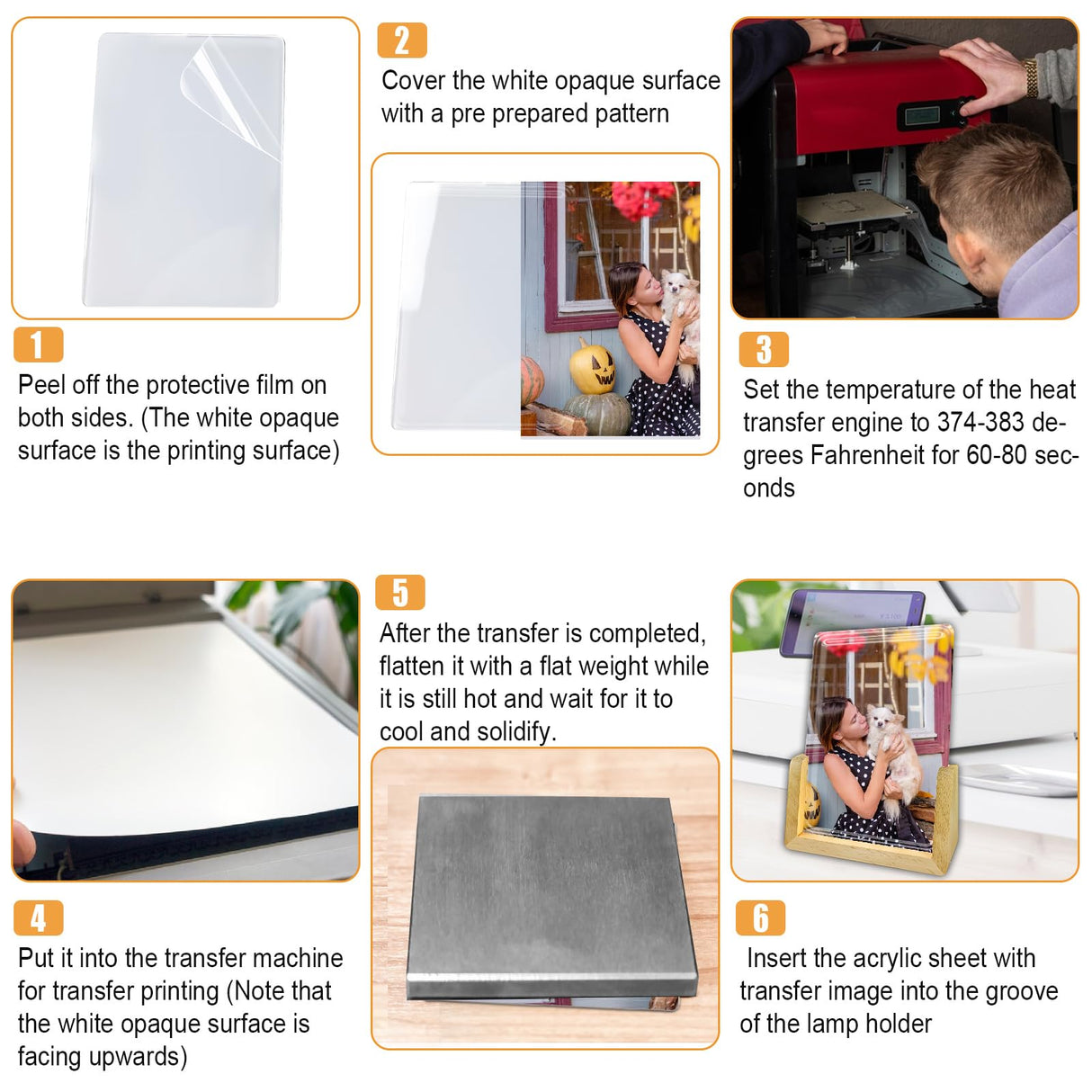 HSOKEW 2 Pack Sublimation Night Light Blank, Sublimation LED Acrylic Photo Frame Panel White 4" x 6" with Warm Light LED Night Light Picture Frame LED Wood Stand Light for Heat Press Machine Printing HSOKEW