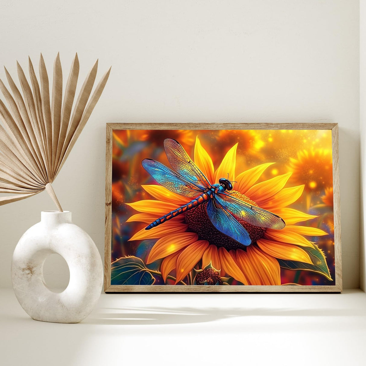 Sunflower Diamond Art Kits for Adults, 5D Dragonfly Diamond Painting Kits for Beginners DIY Full Drill Diamonds Painting Pictures, Diamond Gem Art Painting DIY Crafts Kit for Decor Gift 16x12inch Genius maker