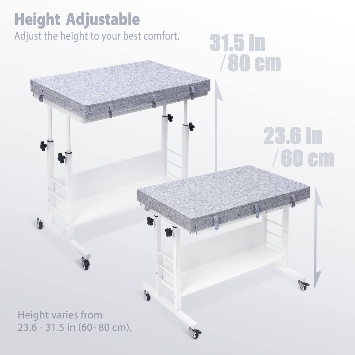 Tektalk 2000 Piece Foldable Felt Jigsaw Puzzle Board with Height Adjustment, Puzzle Table with 2 Felt Cover & 8 Sorting Trays/Drawers, Easel with Legs, Enclosed with 4 Roller Wheels - Light Gray Tektalk