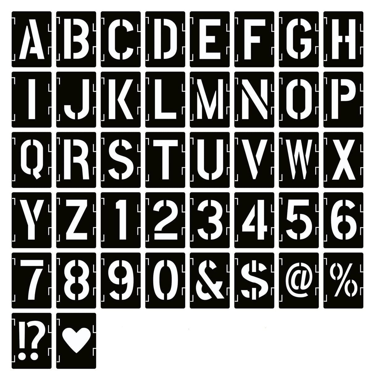 2 Inch Letter Stencils Symbol Numbers Craft Stencils, 42 Pcs Reusable Alphabet Templates Interlocking Stencil Kit for Painting on Wood, Wall, Fabric, Rock, Sign, DIY Art Projects YEAJON