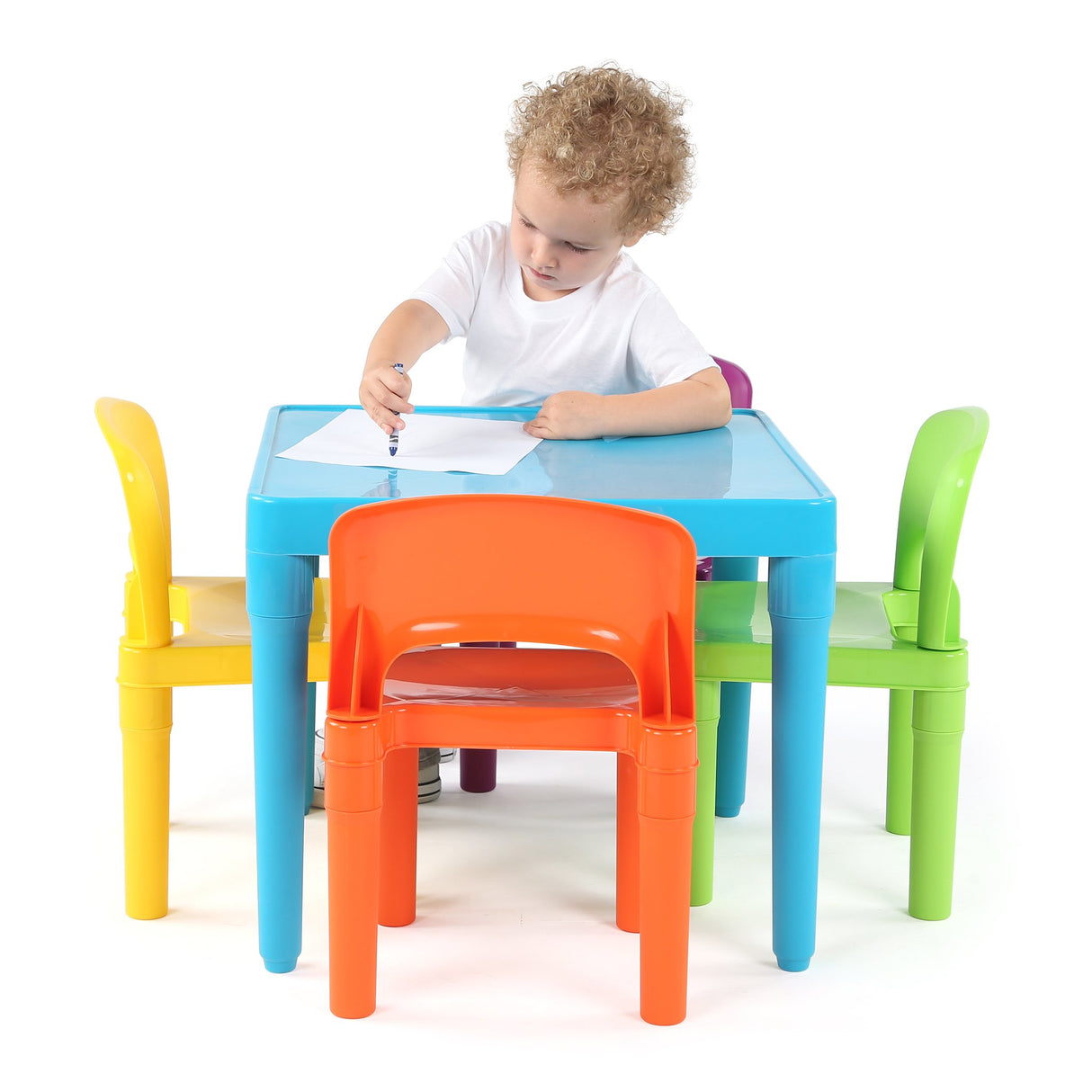 Humble Crew Kids Table and 4 Chair Set, Blue Table with Chairs - Sturdy Toddler Activity Table for Playtime, Arts, Crafts, Reading, and More - 5-Piece Children’s Furniture for Daycare Playroom Humble Crew