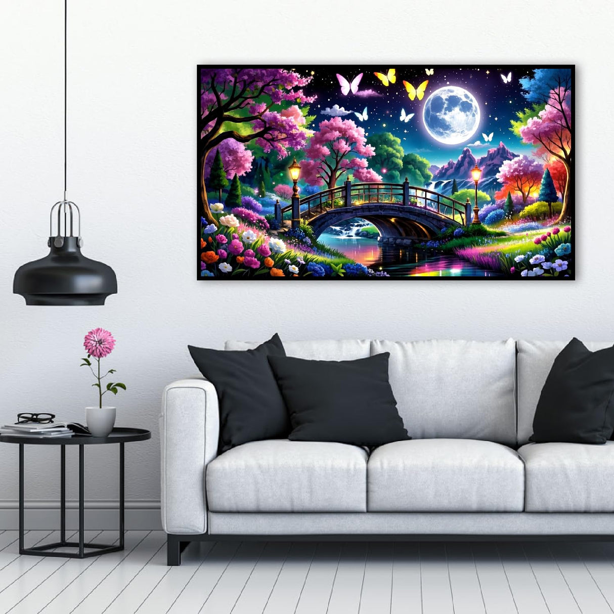LWZAYS 5D Large Diamond Painting Kits for Adults, Landscape Diamond Art Painting Kit, DIY Full Drill Crystal Rhinestone Moon Arts and Crafts for Home Wall Decor 27.5 X 15.7inch LWZAYS