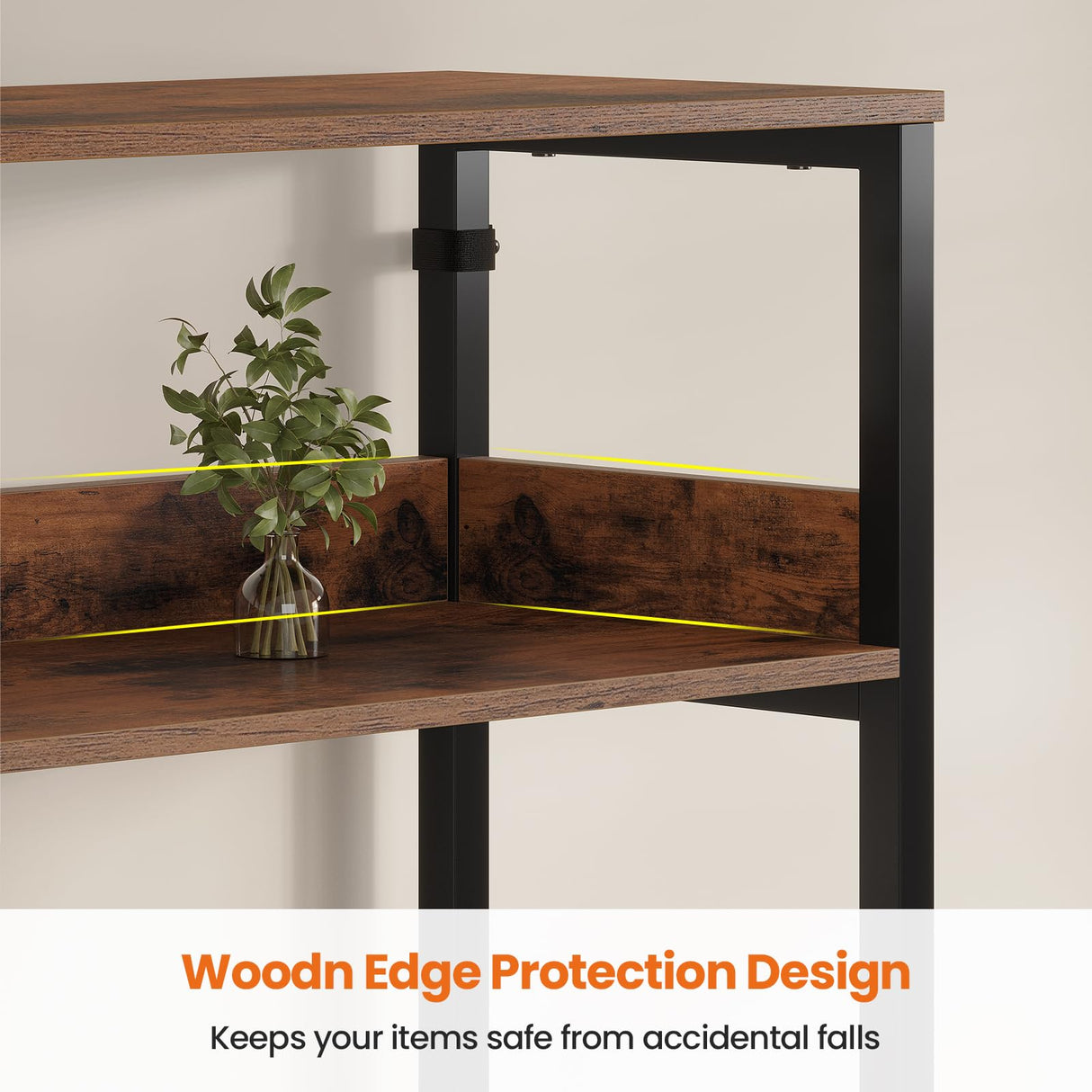 HAUOMS Bookshelf with 8 Fabric Drawers, 7-Tier Bookcase with Baffles Display Shelves, Industrial Large Book Shelf for Living Room Home Office, Rustic Brown HAUOMS