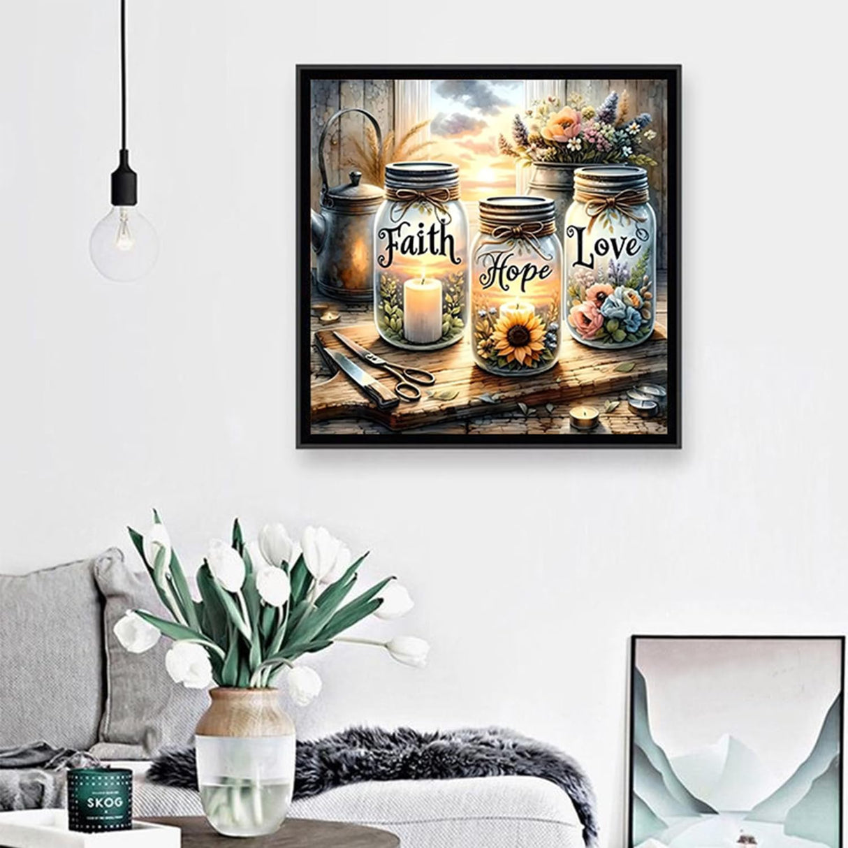 TOPMCYSG Faith,Hope,Love Diamond Art Kits for Adults,Inspirational 5D Diamond Painting Kits for Beginners,DIY Paint with Round Full Drill Diamond Dots Gem Painting for Adults,Home Decor 13.78x13.78 in TOPMCYSG