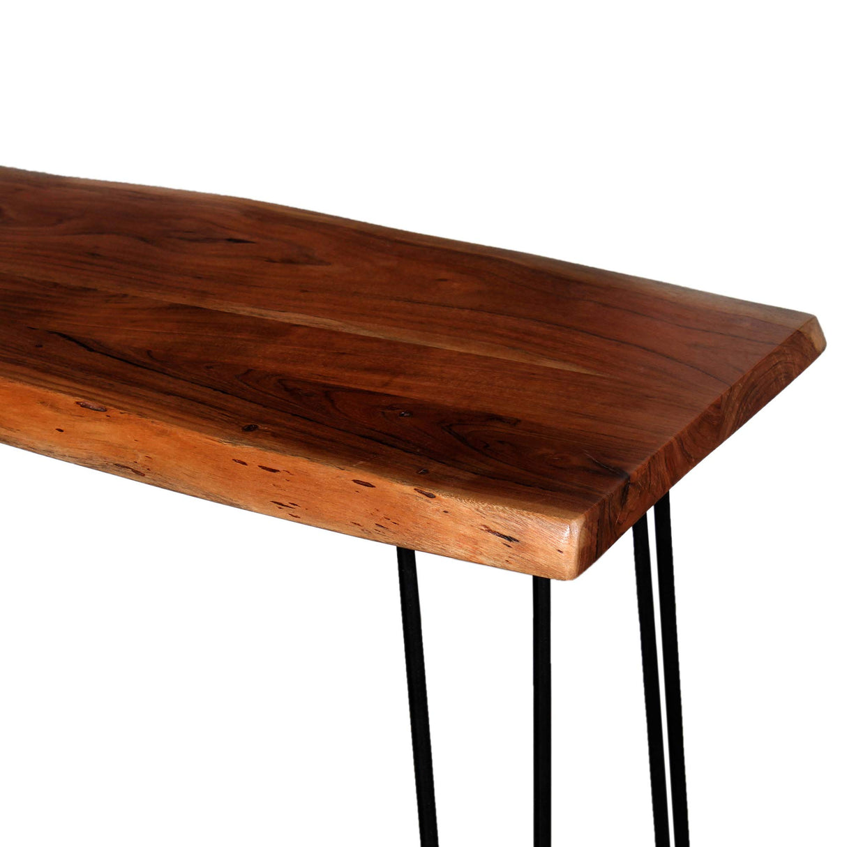 Alaterre Furniture Hairpin Natural Wood with Metal 48" Media Console Table, Live Edge, 16 in x 48 in x 30 in Alaterre Furniture