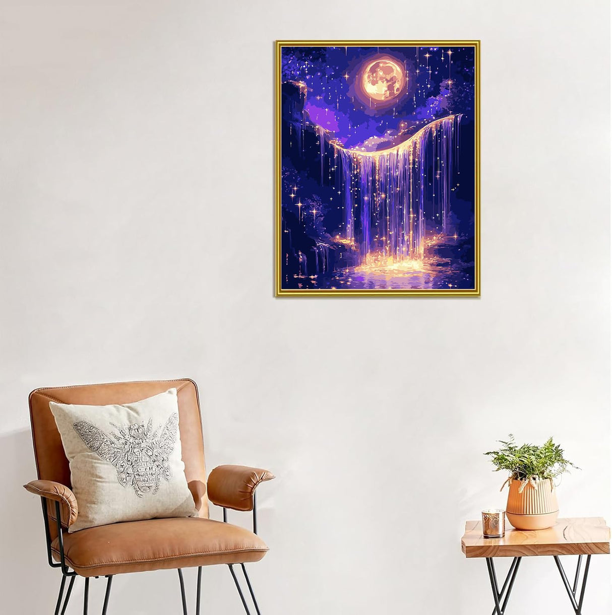 ARPADAMO Adults Beginners Paint by Number Kits,Moonlight Waterfall Painting by Number Kits On Canvas,Without Frame DIY Oil Painting Acrylic Paints, Home Wall Decor Gift 15.6×19.5in ARPADAMO