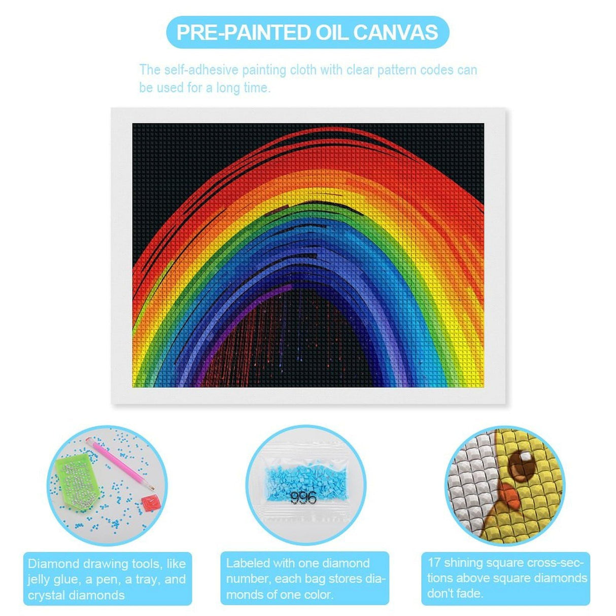 NONHAI Diamond Painting Kits for Adults - DIY Diamond Art Kits for Beginners - Full 5D Paint Drill Diamond Dots Paintings- Rainbow Diamonds Pictures Gem Art and Craft Wall Decor 12"x16" NONHAI