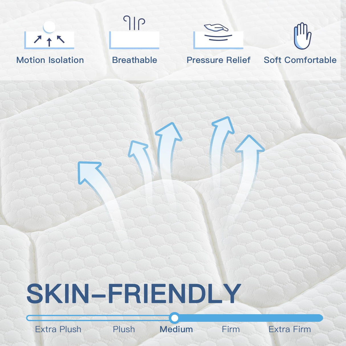 BLONIKA King Size Mattress, 12 Inch King Mattress in a Box, Medium Firm with Memory Foam and Pocket Springs, Strong Edge Support, Pressure Relief BLONIKA