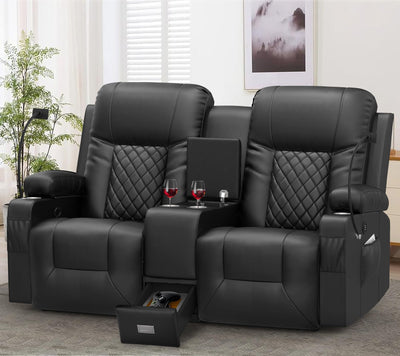 YONISEE Large Loveseat Recliner, Loveseat Recliner Sofa with Storage Console, Recliner Chair with USB Ports, 2 Cell Phone Holders, Cup Holder, Loveseat Couch for Living Room