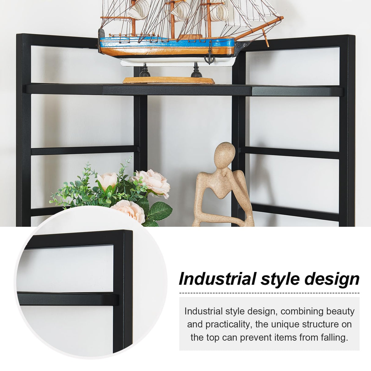 HOMISSUE Corner Shelf, 6 Tier Tall Corner Bookshelf 82.6", Industrial Corner Shelves Stand, Display Shelving Unit with Storage for Home Office Living Room and Bedroom, Brown HOMISSUE