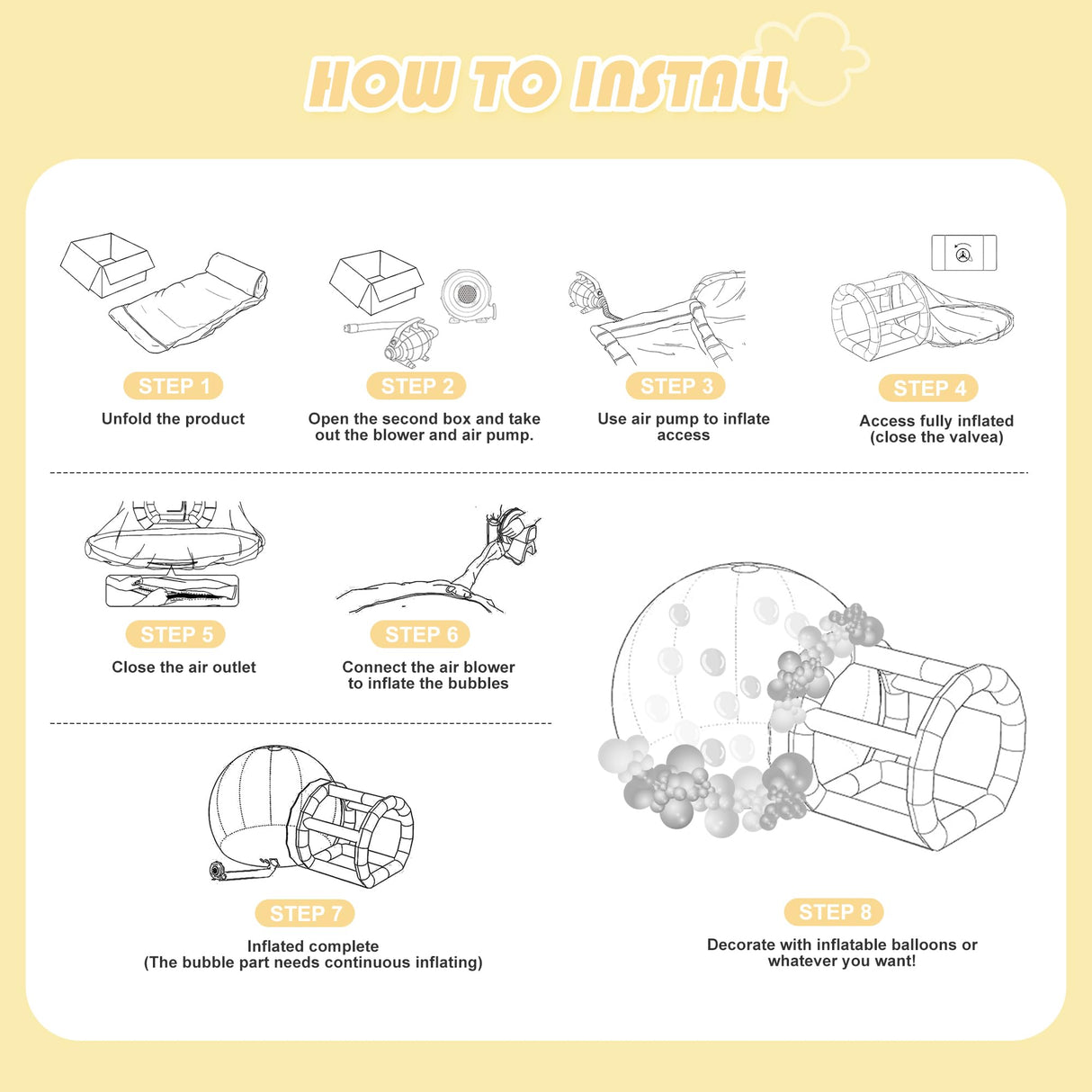 Inflatable Bubble Balloon House, 10ft Bubble House Dome Inflatable for Kids with Pump and UL Blower, Bubble Tent for Toddlers Party Balloons Clear for Home Party, Event Exhibition, Malls, Parks easyjump