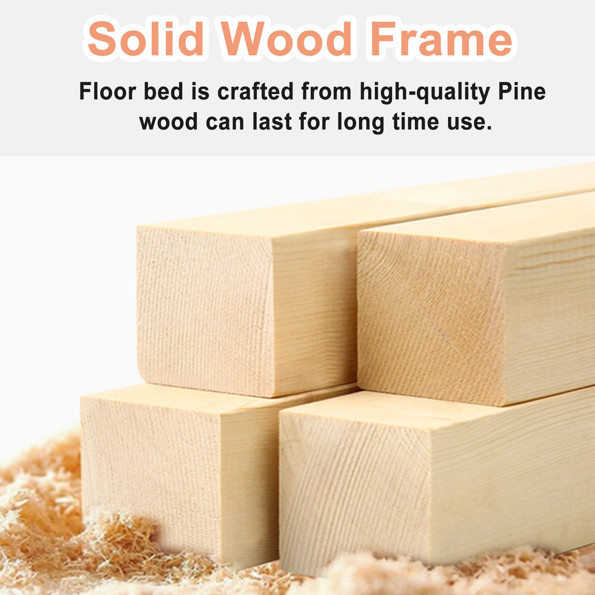 Bellemave Natural Twin Size Montessori Floor Bed with Door, Fence, and Removable Slats for Kids Bellemave