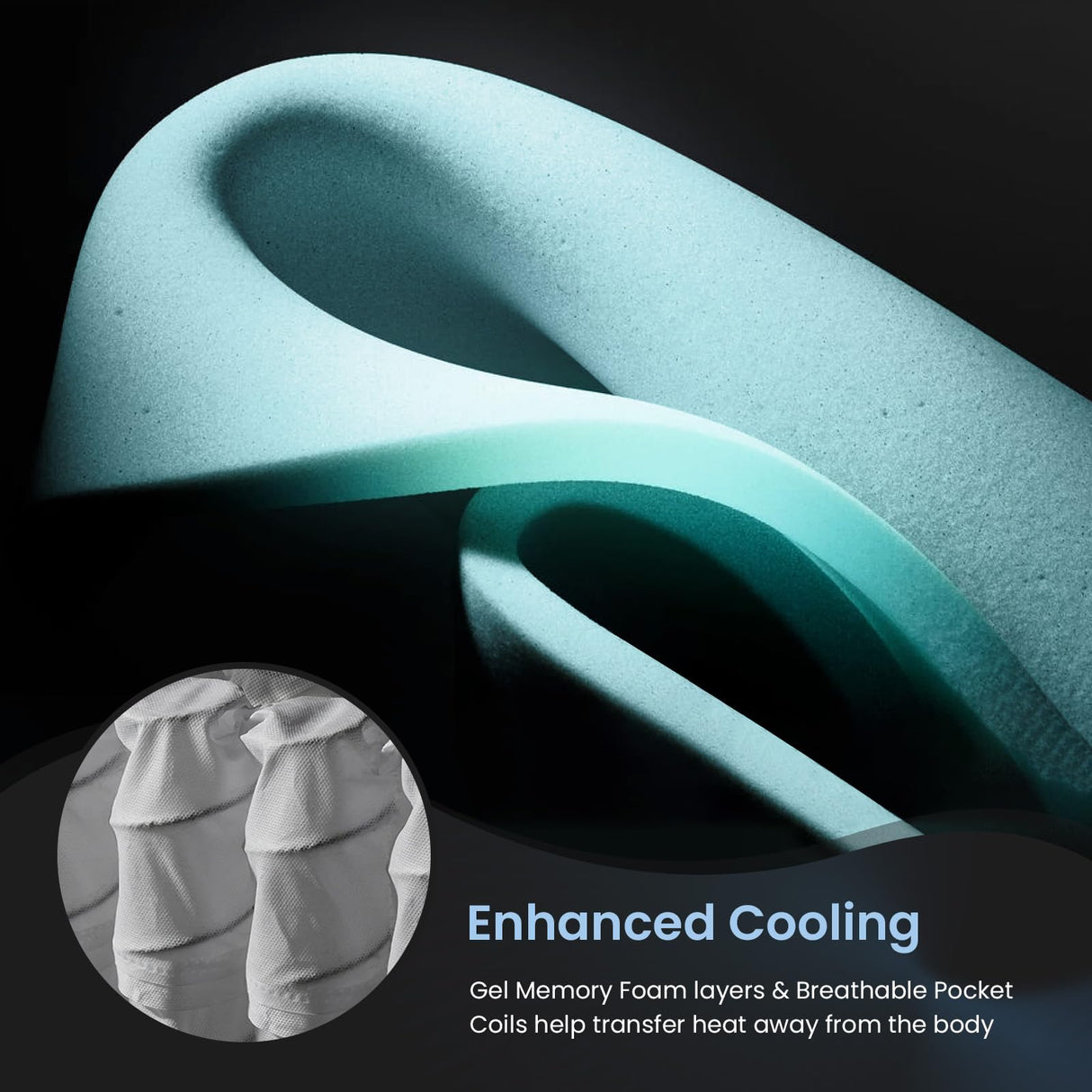 Glaxicor Queen Mattress, 14 Inch Gel Memory Foam Hybrid Mattress with Moisture-Wicking Cover, Fiberglass Free, No Motion Isolation & Responsive Support, Luxury Queen Mattresses Glaxicor