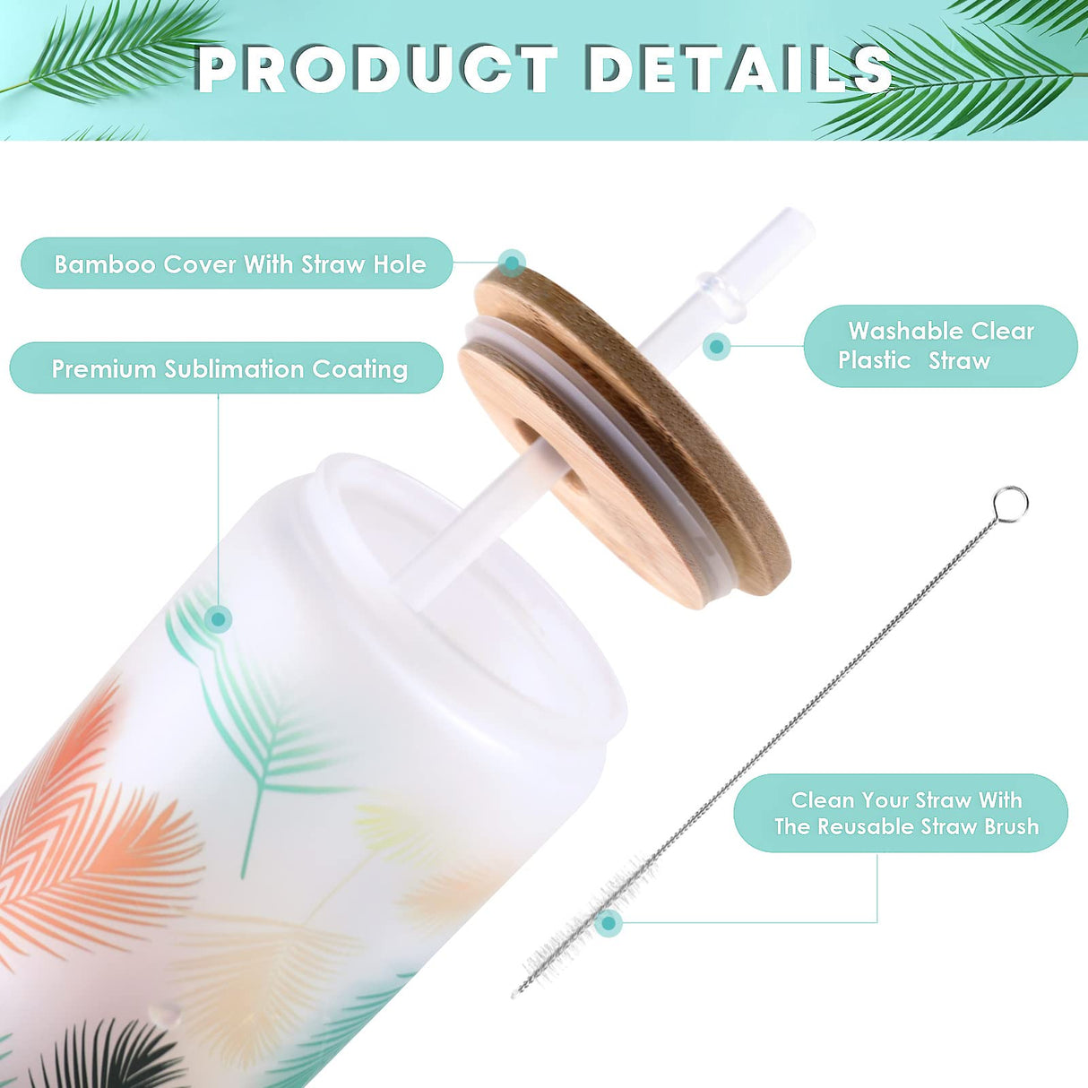 HTVRONT Auto Tumbler Heat Press Machine with 8 Pack Frosted Sublimation Glass Blank with Bamboo Lid HTVRONT