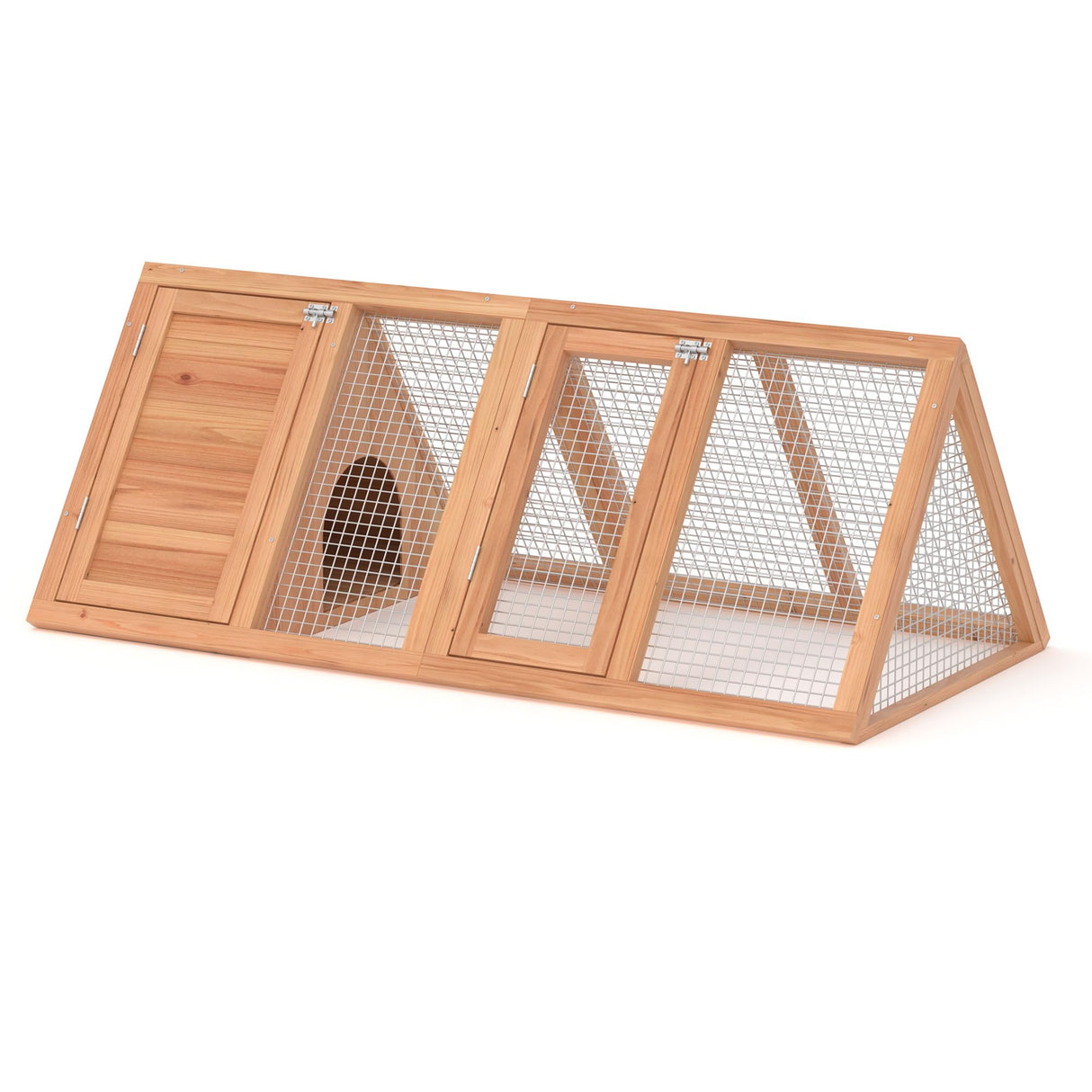 GOJOOASIS Chicken Coop for 2 Chickens Small Rabbit Hutch Quail Coop Wooden Bunny Cages Outdoor Chicken House w/Ventilating Wire (Wood) GOJOOASIS