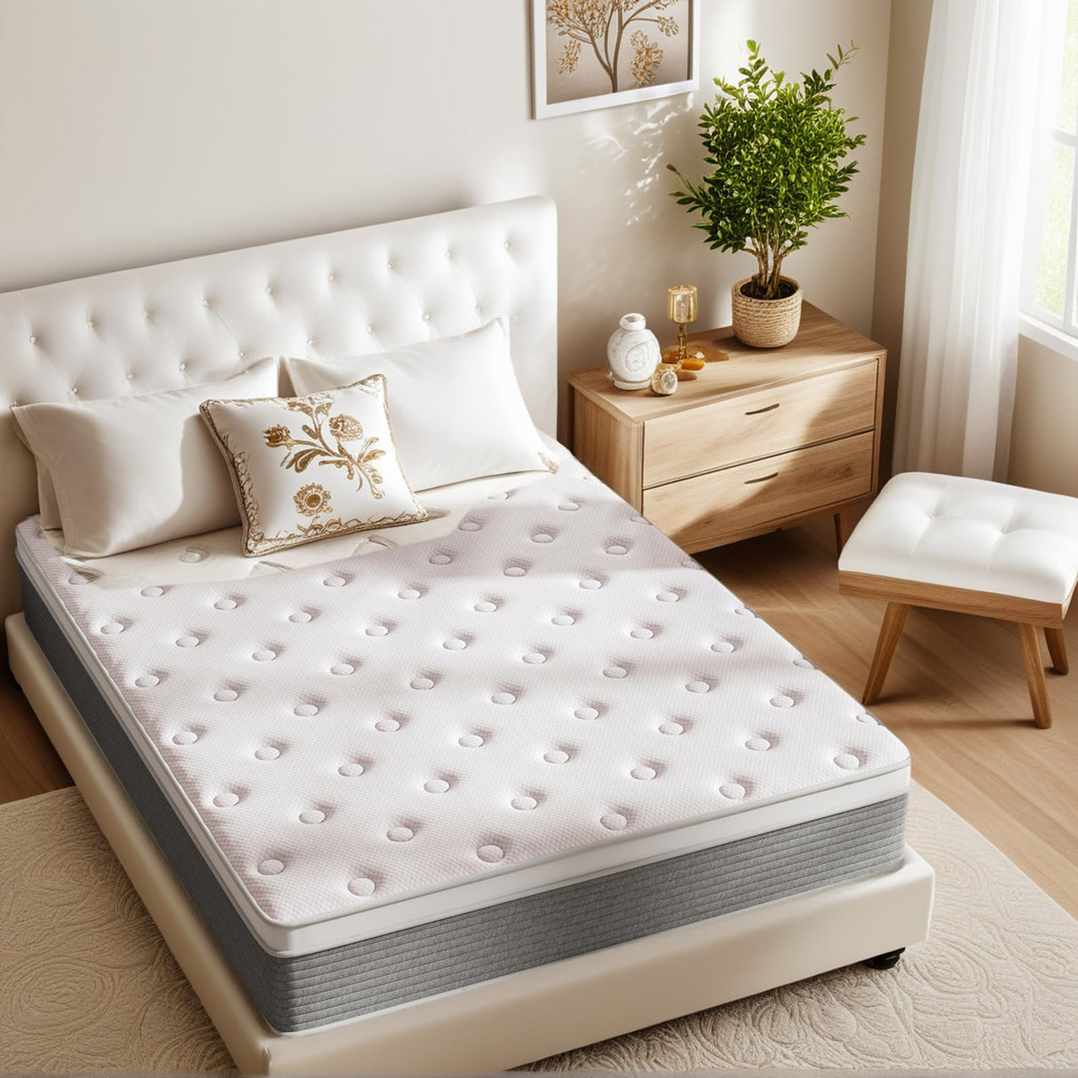CIUANCE Queen Mattress, 12 Inch Queen Size Bed Mattress in a Box with Memory Foam and Pocket Spring for Medium Firm Feel, Fiberglass Free, Motion Isolation, CertiPUR-US CIUANCE
