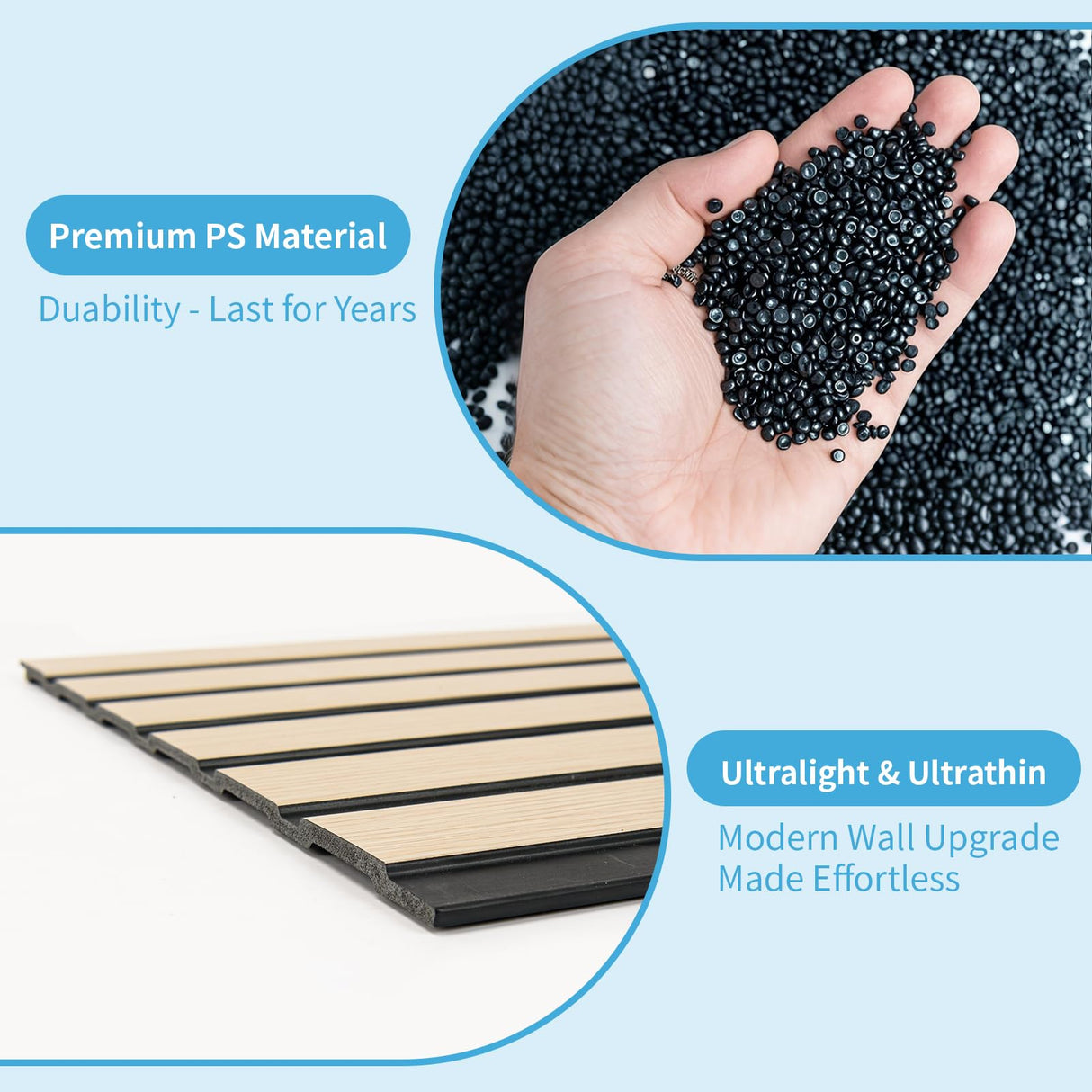 Art3d 4-Pack Glue-On Six-Grid Wainscoting Panel for Interior Wall Decor - 104 x 12 Inch Polystyrene Ultralight Slim Slat Wall Panels for Living Room Bedroom, Oak Art3d