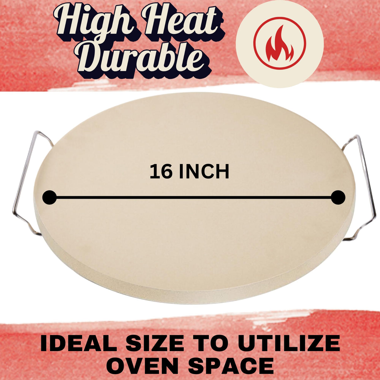 Large Round Pizza Stone for Oven - 16 inch Pizza Stone for Grill with Handles, Peel and Cutter Set - Baking Stone for Bread - Pizza Making Kit Accessories - Gifts for Food Lovers Ritual Life