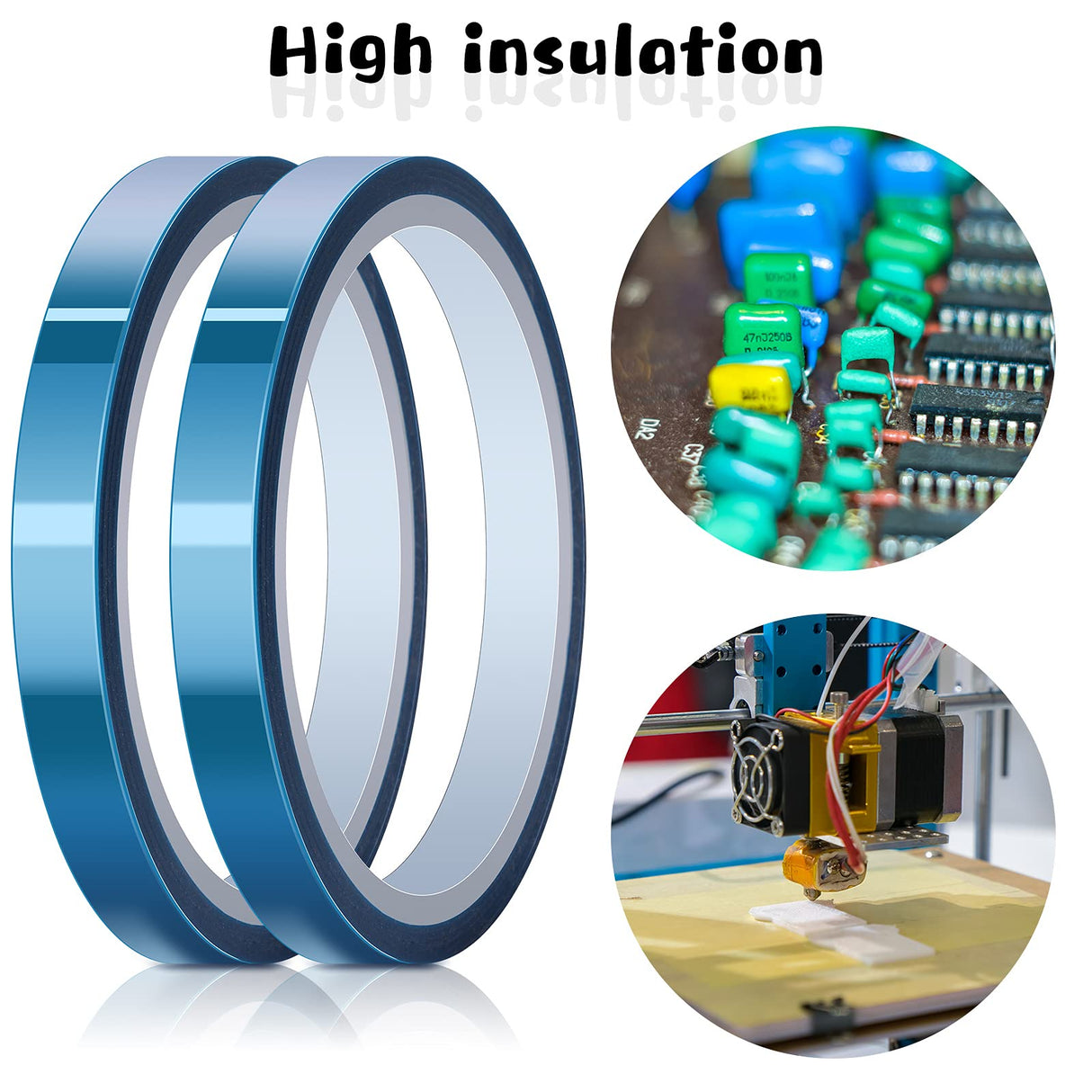 Outus 6 Rolls High Temperature Tape Heat Vinyl Press Tape Heat Resistant Sublimation Tape 3D Printing Heat Tape for Heat Transfer Electronics Masking (10 mm) Outus