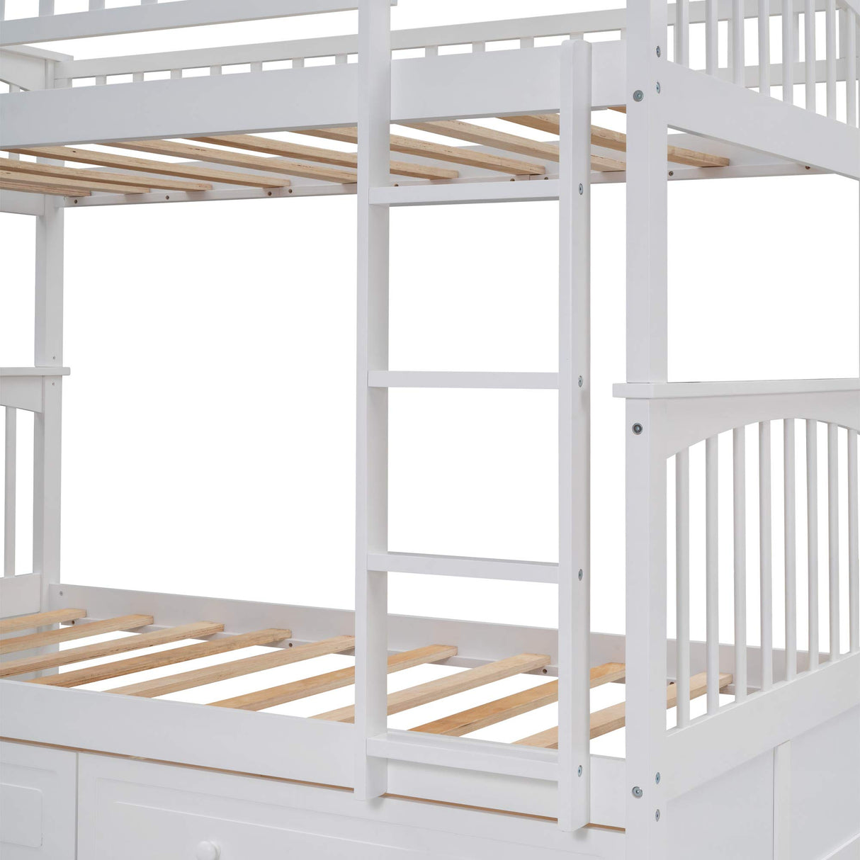 Harper & Bright Convertible Wood Twin-Over-Twin Bunk Bed with Storage Drawers and Ladder - Can Be Divided Into Two Daybeds (White) Harper & Bright Designs