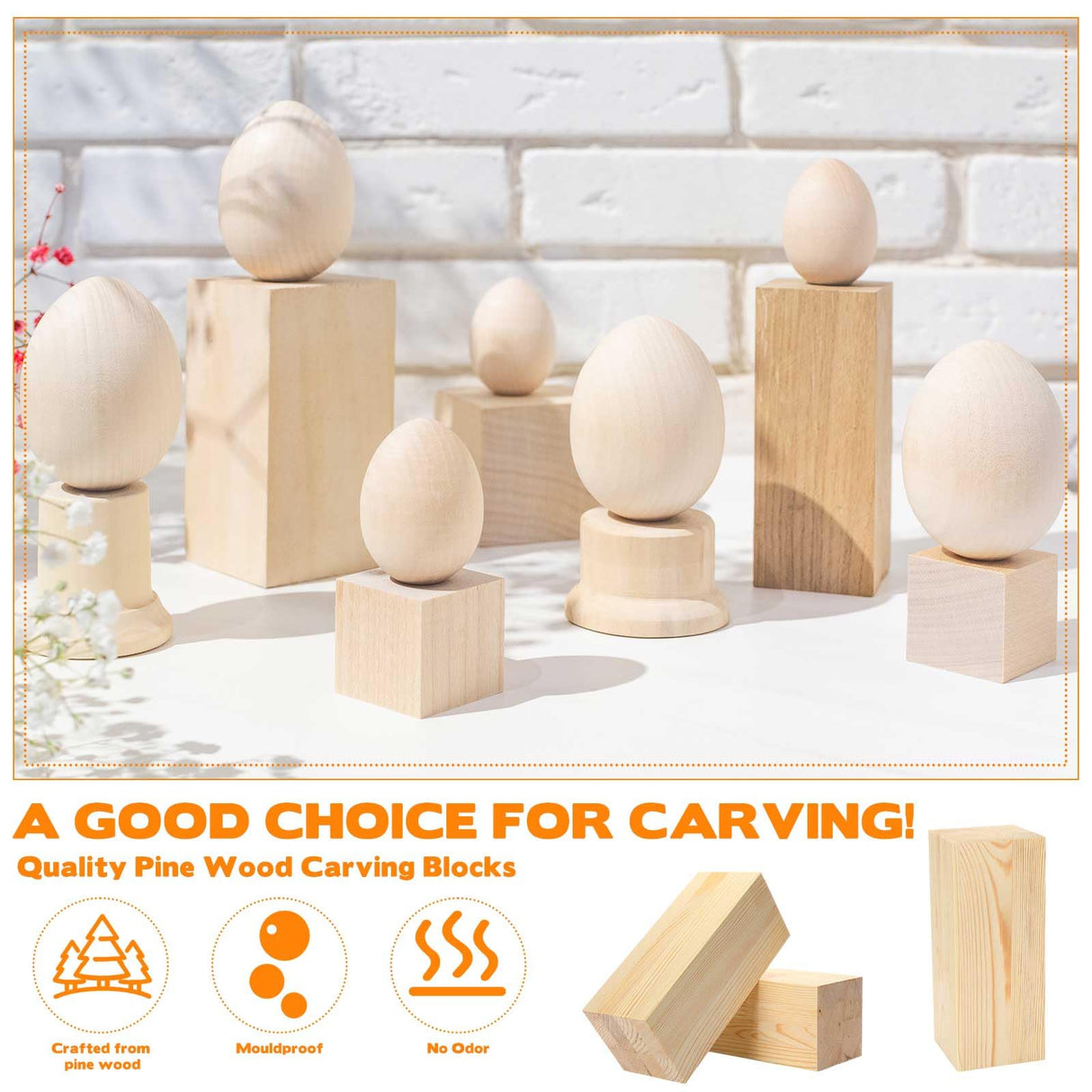 Landical 2 Pack Pine Wood Carving Blocks 10x4x4 Inch Unfinished Whittling Wooden Blocks for Beginners Home Christmas DIY Arts Supplies Landical