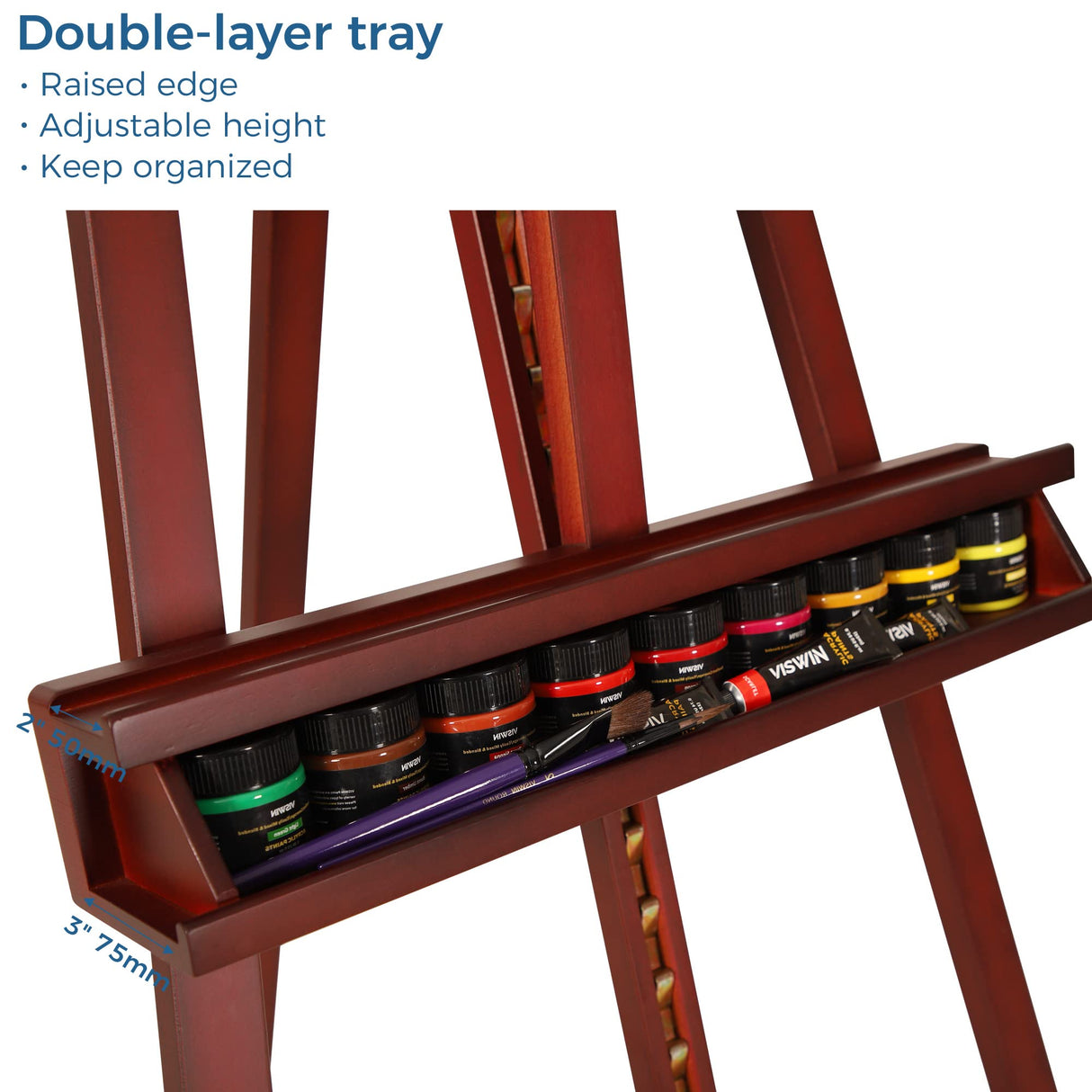 VISWIN Inclinable A-Frame Easel of Maximum Height 95", Holds Canvases Up to 49", Large Studio Art Easel with Storage Tray, Solid Beech Wood Painting Easel for Adults, Beginners, Students - Walnut VISWIN