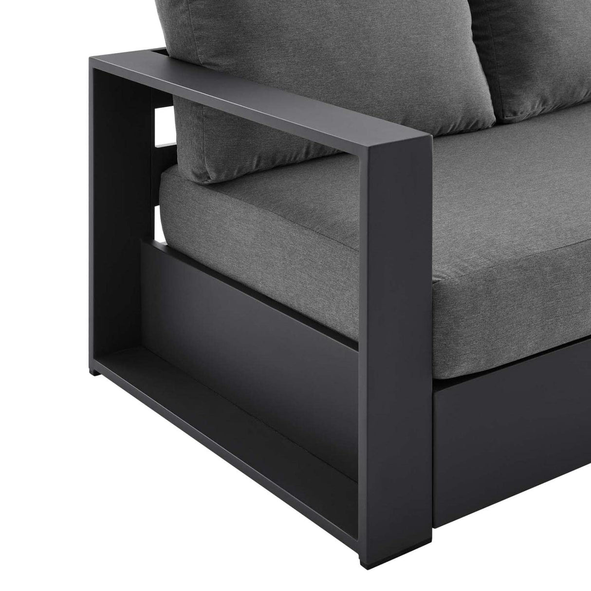 Modway Tahoe Aluminum Outdoor Patio Sofa in Gray Charcoal Modway