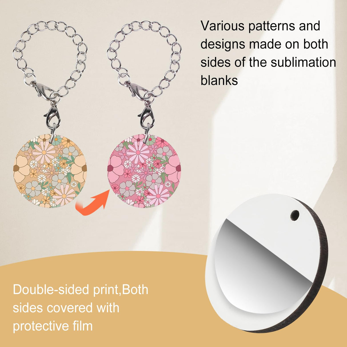 16Pcs Sublimation Charm Accessories for Cup,Sublimation Blanks Bulk Stanley Cup Charm for Tumbler Cup Sublimation Keychains Charm Sublimation Keychains MDF with Chain Jump Ring DIY Crafts (Rectangle) KKSUBCA