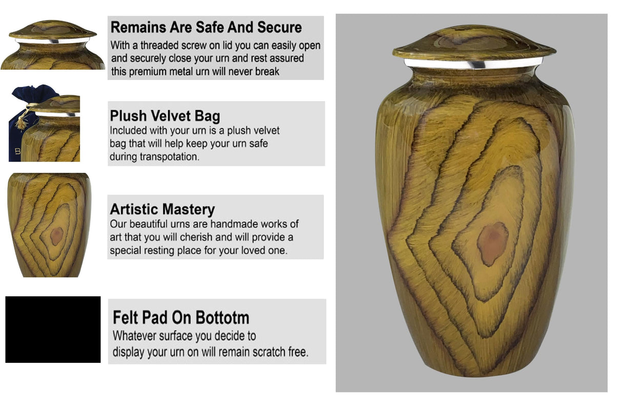 BOLD & DIVINE Teak Root Wood Grain Finish Cremation Urn | Human Ashes Adult Memorial urn, Burial, Funeral Cremation Urns | 200 Cubic Inches Adult BOLD & DIVINE