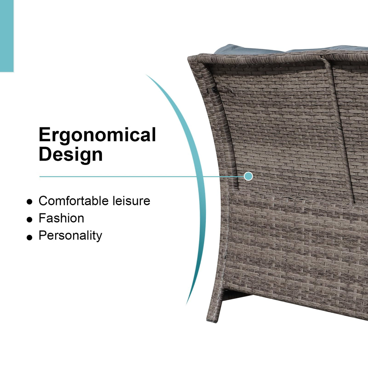 OC Orange-Casual 2-Piece Outdoor Patio Furniture Wicker Love-seat and Coffee Table Set, with Built-in Storage Bin, Grey Rattan, Grey Cushions OC Orange-Casual