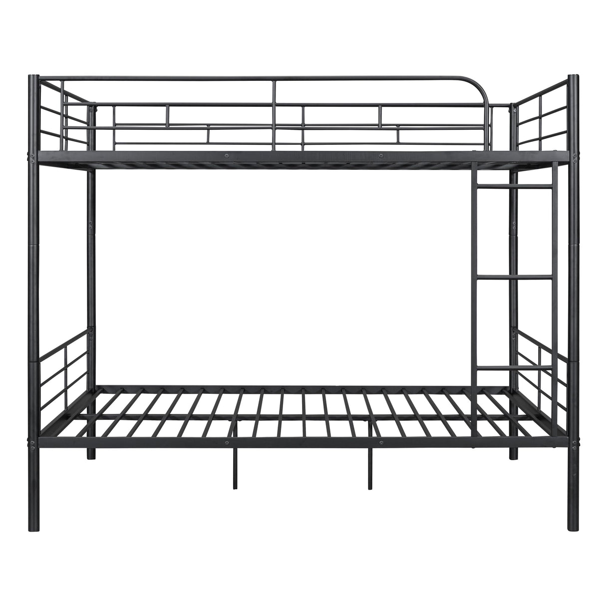 Merax Full Over Full Metal Bunk Bed with Ladder and high Guardrail, Able to Split, Storage Space, No Box Spring Needed, Noise Free, Black Merax