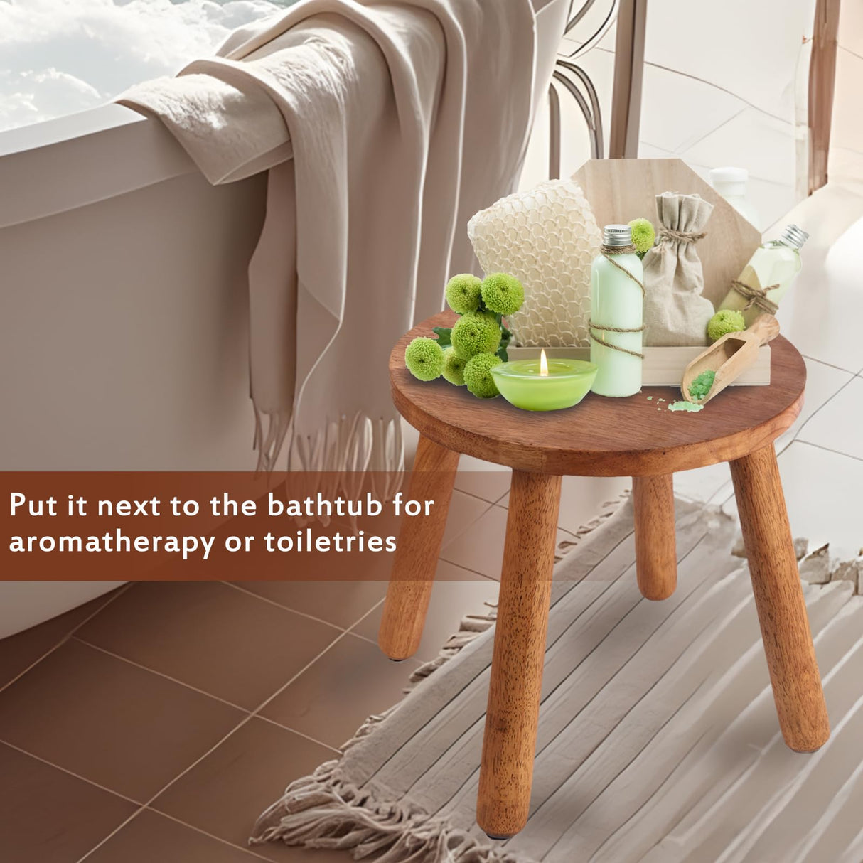 zaowofires Round Solid Wooden Step Stool, Garden Stool,11.8''H,Plant Stool ,Wood Stool Legs Detachable for Plant Stand, Kitchen, Bathroom,Bedroom,Livingroom (Walnut, 11.8inch) zaowofires