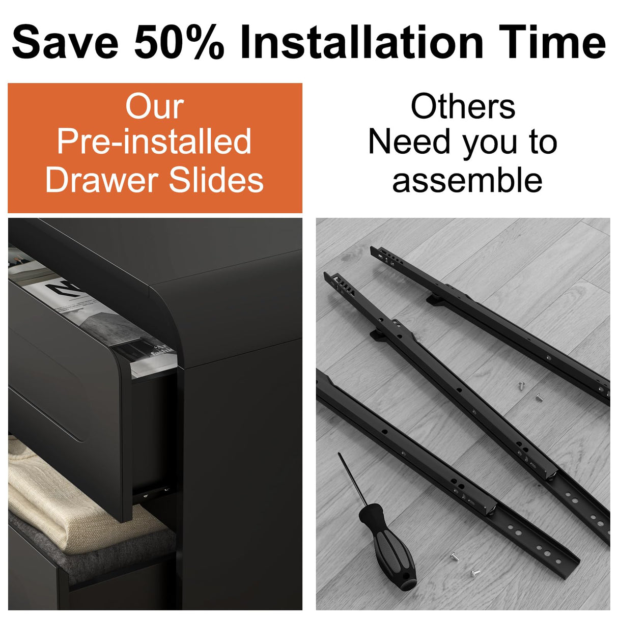 Dresser for Bedroom with 9 Drawers, 63" Large Modern Dressers & Chest of Drawers with Curved Profile Design, Wood Closet Clothes Storage Long Dressers Organizer for Bedroom Living Room Hallway, Black SOLACE FURNITURE