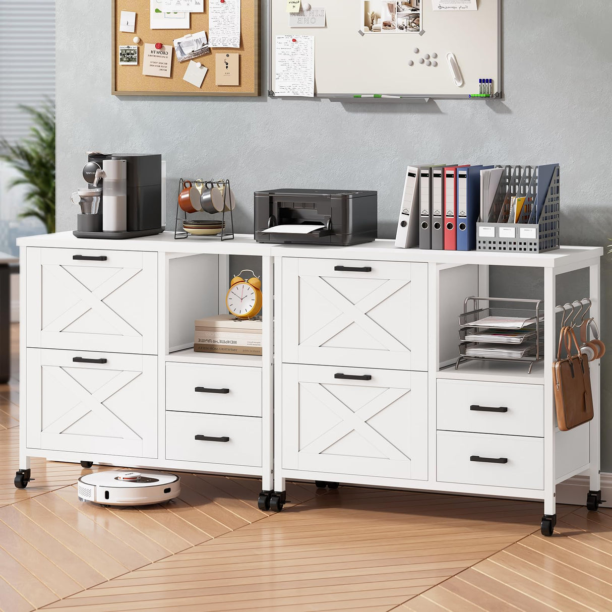 SEDETA 4 Drawers Filing Cabinet, File Cabinet for Home Office fits Letter/Legal/A4 Size Hanging Files, Printer Stand with Storage, White SEDETA