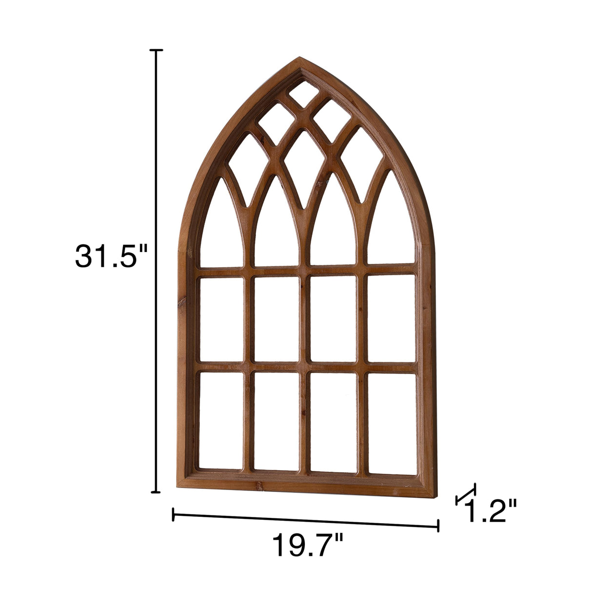 Sintosin Farmhouse Arched Window Frame Wall Decor 20 x 32 Inches, Hanging Burning Finish Cathedral Wooden Window Frame, Handmade Rustic Faux Window Pane for Fireplace Living Room Entryway Hallway Sintosin