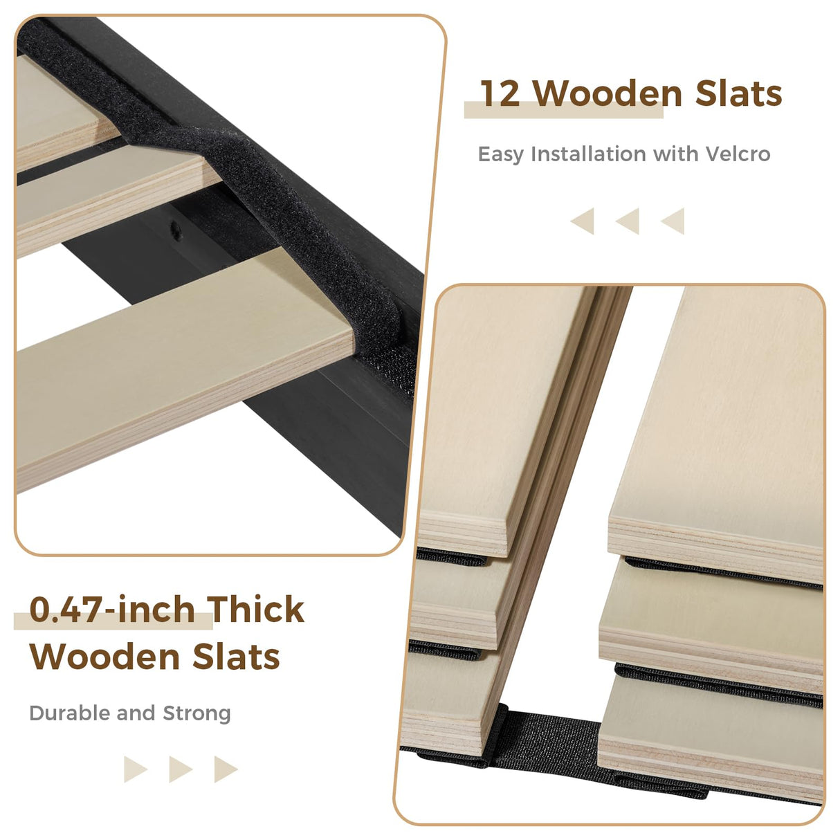 Wood Queen Bed Frame with Wooden Headboard and Footboard, Heavy Duty 12 Solid Wood Slats Support, Rubber Wood Platform Bed Frame with Large Under Bed Storage, No Box Spring Needed, Rustic Brown Susalt