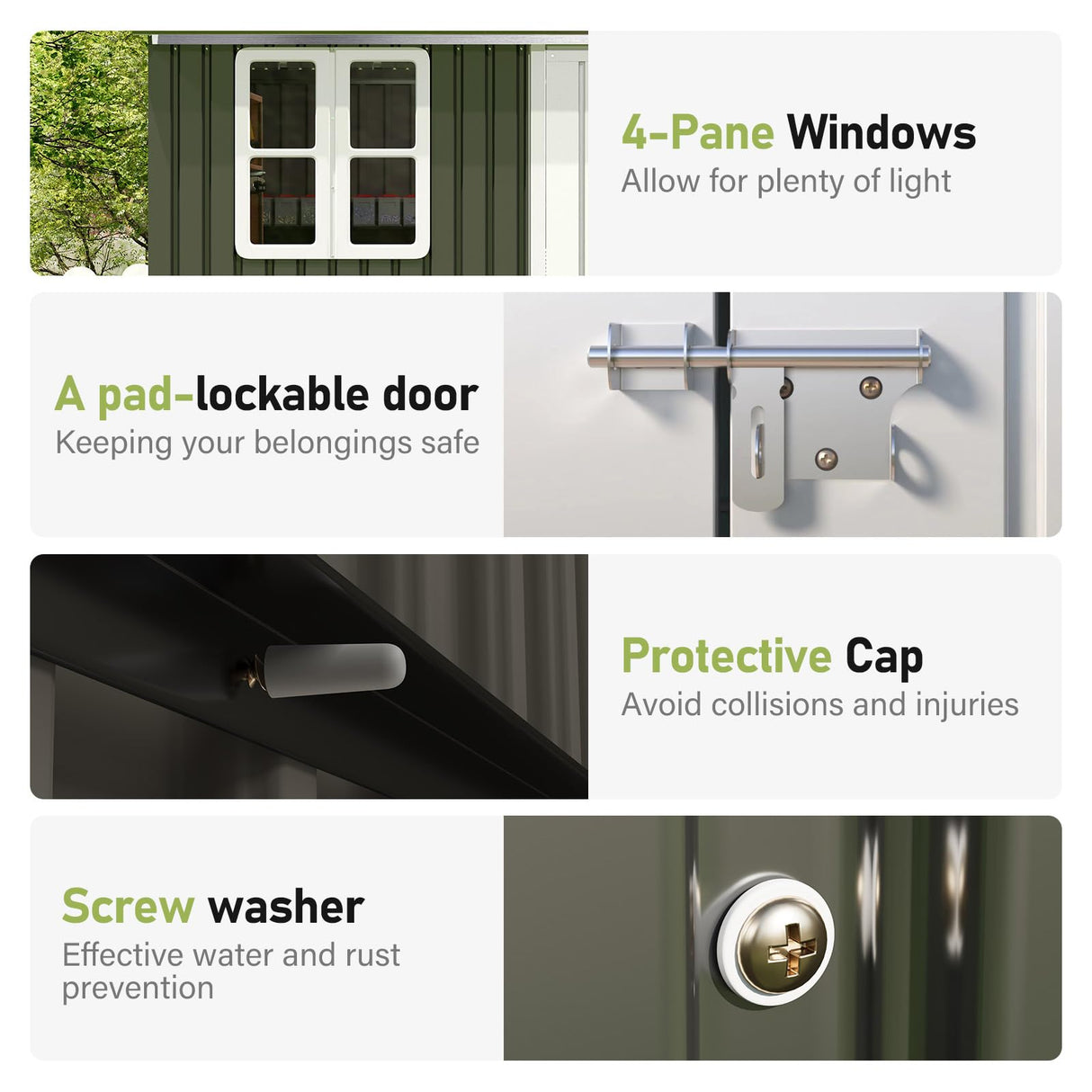 Vanacc 12x10.3x8.1 FT Galvanized Steel Outdoor Storage Shed with a Lockable Hinged Door and 2 Windows, Metal shed for Garden, Backyard, Dark Grey/White VanAcc