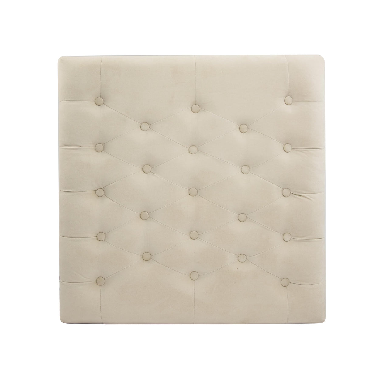 HomePop Tufted Ottoman with Wooden Storage - Cream HomePop