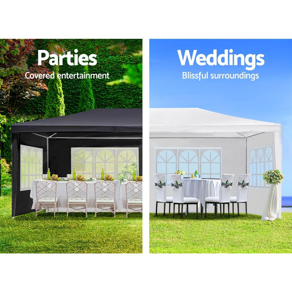 10'X30' White Party Tent, Large Outdoor Canopy Gazebo with 8 Removable Sidewalls for Weddings, Backyard Events & Commercial Use, Black PeakPursuit