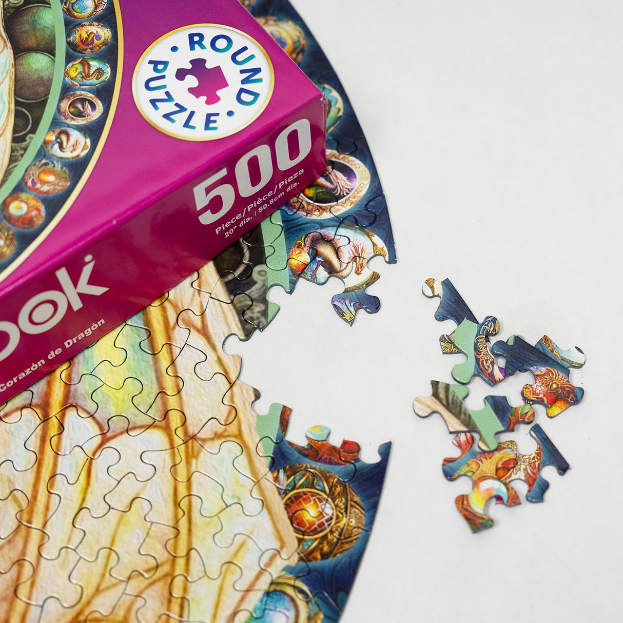 Springbok's Dragon Heart 500 Piece Round Jigsaw Puzzle for Adults - Unique Cust Pieces with Spectacular Dragon Image - Made in USA Springbok