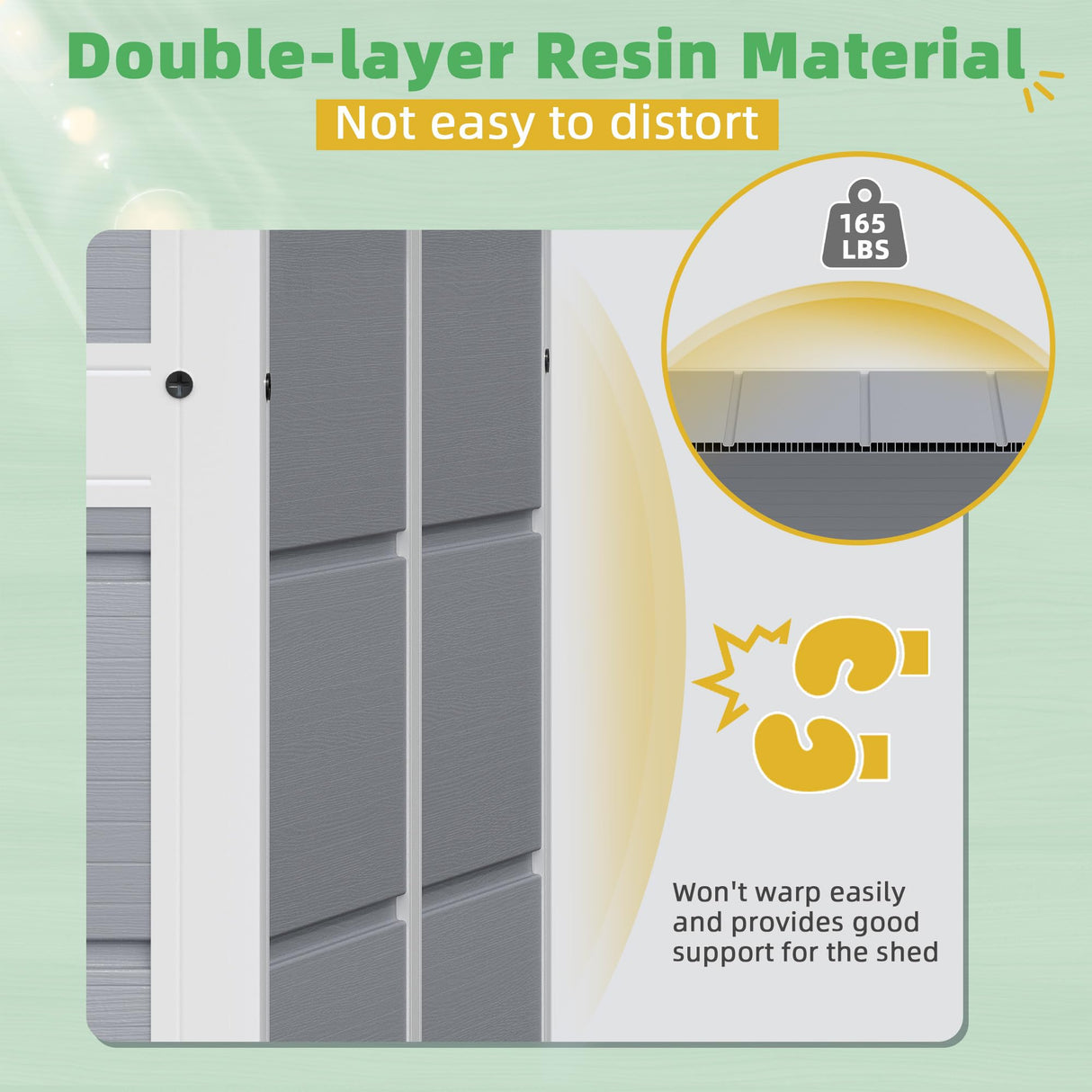 Greesum 5' x 4' Resin Weather Resistant Outdoor Storage Shed with Floor for Garden,Backyard,Pool Tool, Light Grey Greesum