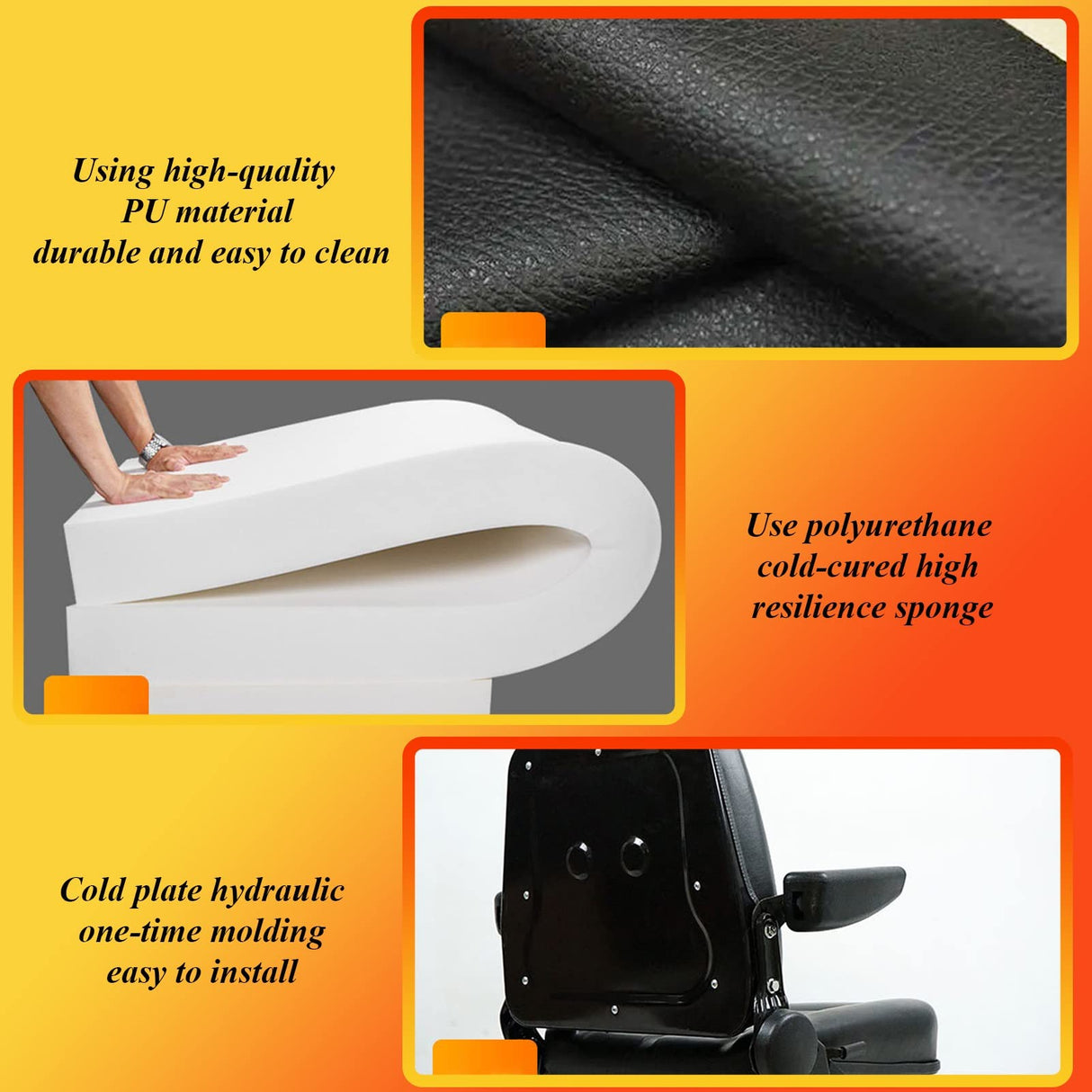 Tractor Seat,Universal Forklift Seat Adjustable Forklift Seat Black PVC Tractor Seat With Safety Belt Lawn Mower Seat (Size : A) ZSYHCX