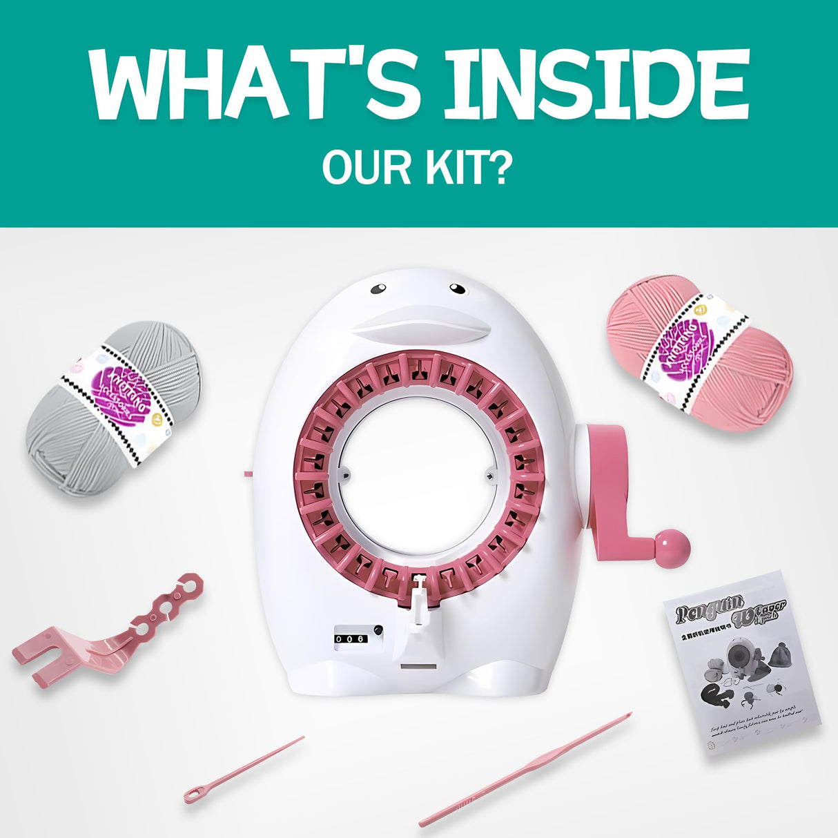 ROHSCE Knitting Machine, 22 Needles Knitting Loom Machine with Row Counter, DIY Knitting Board Rotating Double Knit Loom Machine Kit for Hat, Scarves, Gloves, Socks ROHSCE