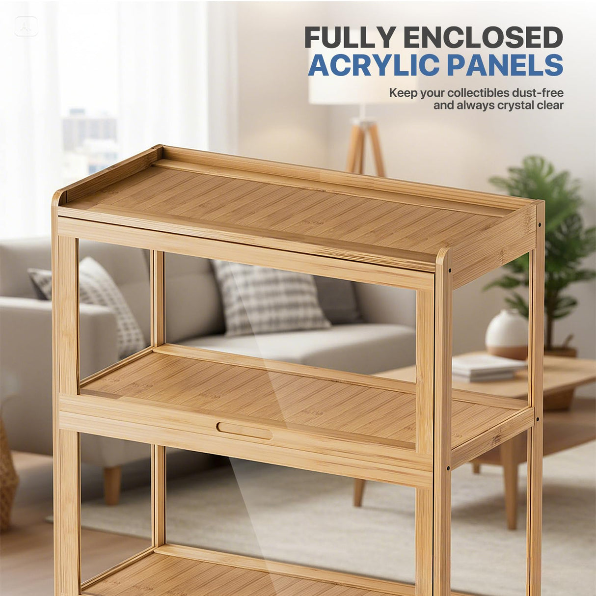 Magshion Display Cabinet with Acrylic Doors, 5-Tier Curio Cabinet for Collectibles, Display Case Showcase for Living Room, Office, 27.5"(L) x 13.5"(W) x 67.5"(H), Natural Magshion