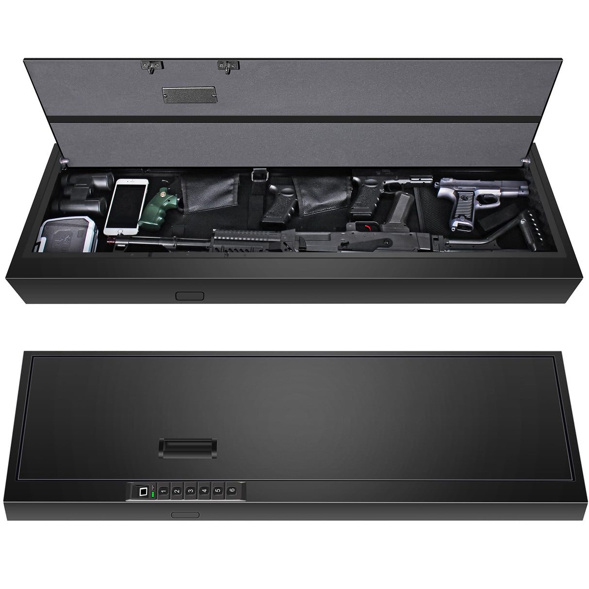 Biometric Gun Safe for Rifle, Shotguns, Pistols, Compact Long Gun Safe, Quick Access Fingerprint Gun Safe Firearm Case- Upgraded Biometric/Keypad/Key Access LANGGER V