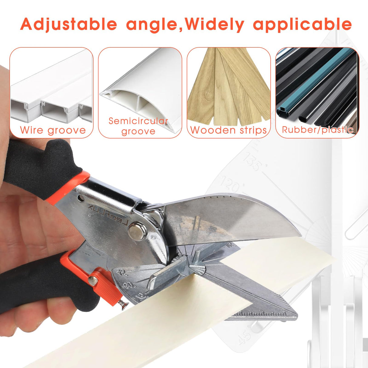 LeafLux Miter Shears for Wood Trim, Adjustable 45°-135° Multi-Angle Handheld Tool, Multifunctional Trunking, Moulding Shears, Perfect for Mitre Cutting, Quarter Round, No Replacement Blade | LFXP3101S LeafLux