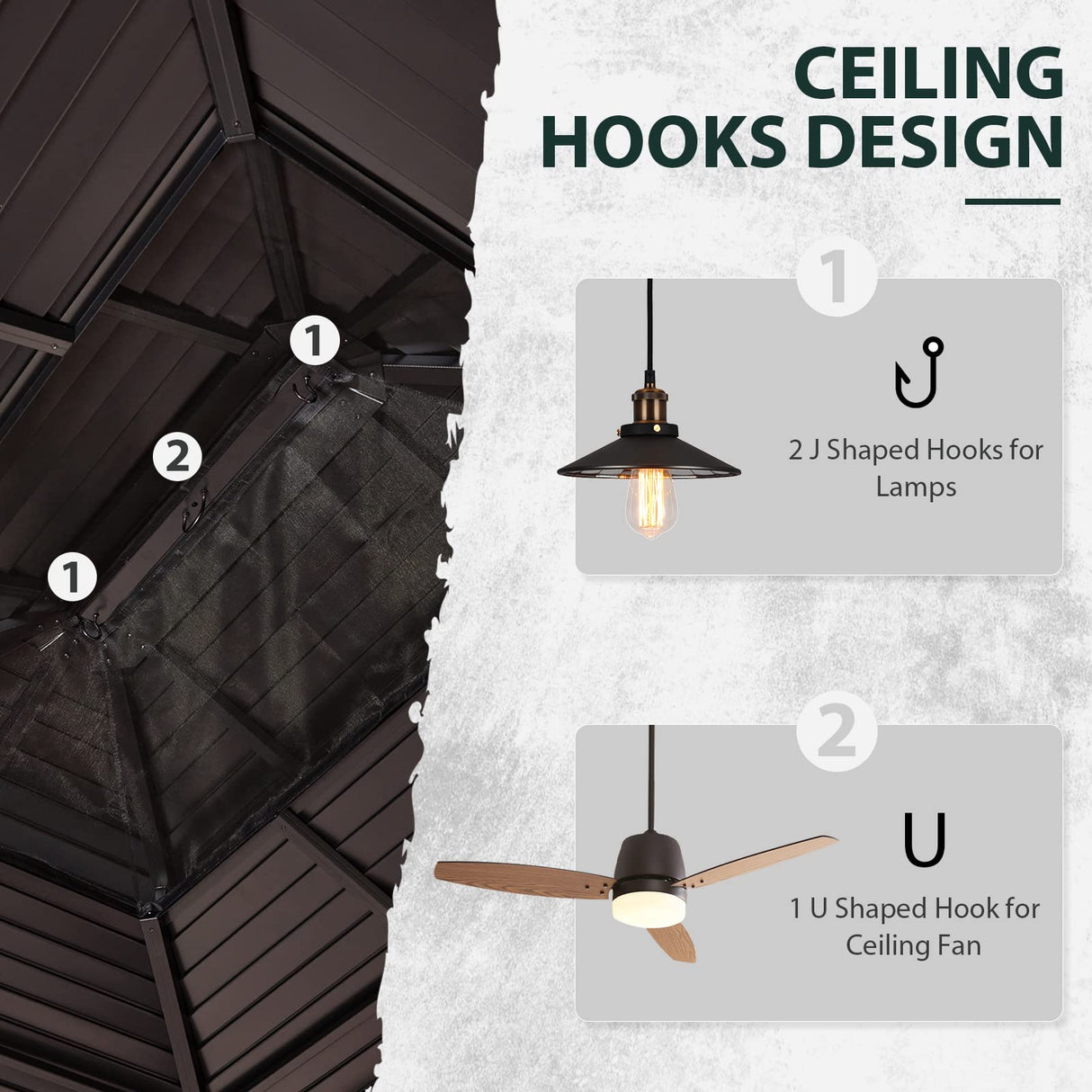 YOLENY 12' x 16' Hardtop Gazebo Metal Gazebo with Wood Grain Aluminum Frame, Galvanized Steel Double Roof, Outdoor Patio Gazebo Pergolas with Netting and Curtains for Backyard, Patio, Lawns YOLENY