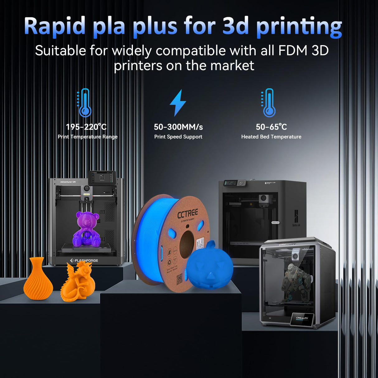 CCTREE Glow in The Dark PLA Plus (PLA+) Filament 1.75mm, Glow 3D Printing Filament PLA Pro, Dimensional Accuracy +/- 0.03mm, 1KG Spool (2.2 lbs), Fit Most FDM 3D Printers, Glow Blue CCTREE