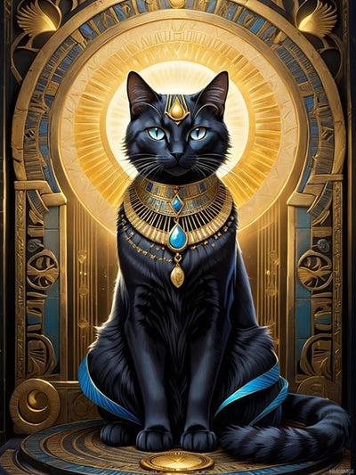 HMDIIMGE Lovely Egyptian Bastet Cat God Diamond Painting Kits for Adults, Egyptian Cat God 5D DIY Diamond Art Kits Full Drill Diamond Dots for Gift Wall Decor and Relaxation Gem Arts 12x16 Inch
