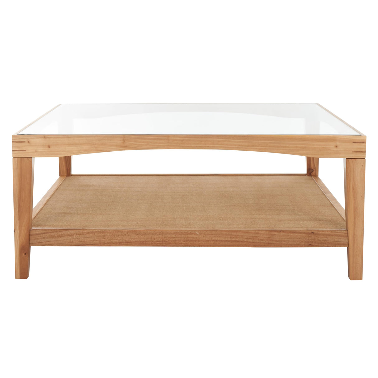SAFAVIEH Couture Collection Nicolella Natural Solid Wood/Glass Top Square Coffee Table